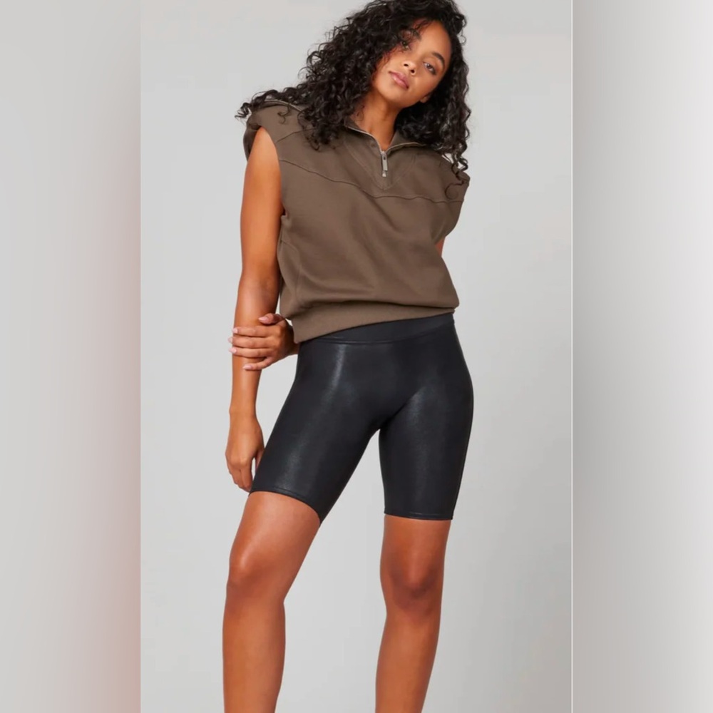 Love Fire Faux Leather Biker Shorts